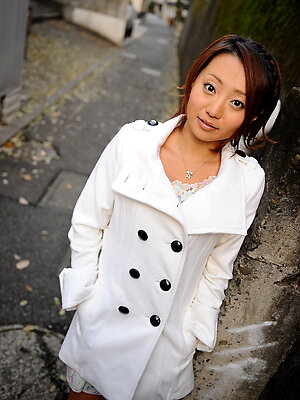 Hot girl You Shiraishi poses outdoor in coat